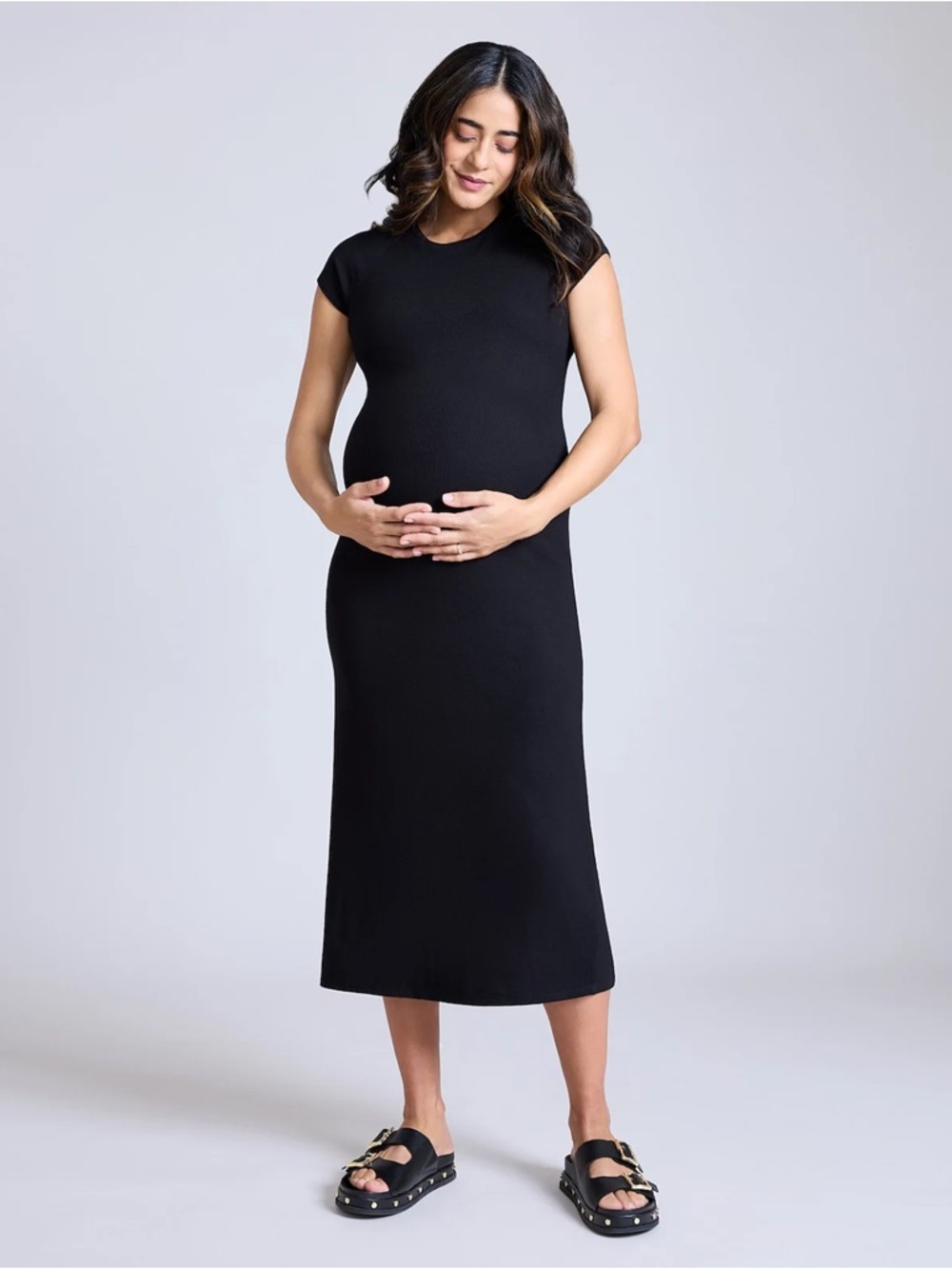 Maternity Motherhood Ribbed Raglan Midi Dress